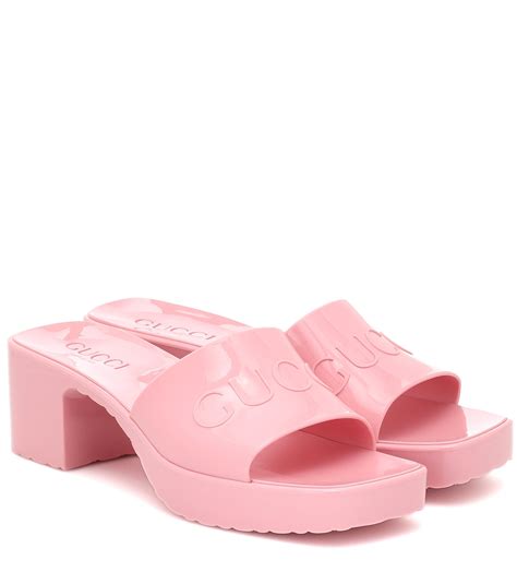 gucci rubber logo sandals|Gucci rubber platform sandals.